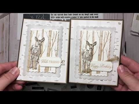 Stampin' Up! Welcoming Woods Nature's Beauty Peaceful Prints Glitter Paper SAB card