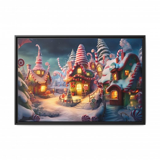 Whoville Christmas Canvas Print: Dr. Seuss Holiday Wall Decor, Wood Framed, Unframed - Etsy