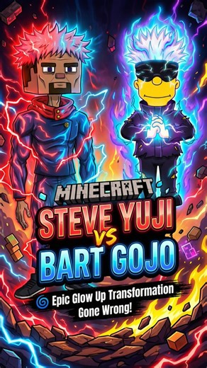 Minecraft STEVE YUJI vs BART GOJO 🌀 Epic Glow Up Transformation Gone Wrong! #shorts