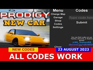 *NEW UPDATE CODES* [NEW CAR] Prodigy Drift [ALPHA] ROBLOX | ALL CODES | 23 AUGUST 2023