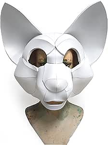 FURRMO Cat Fursuit Head Base - Hand Made from Eva Foam, White Based - Easy to Add Fur or Color for Your Furry Costume - Big Cats, Tiger, Jaguar, Lion - 1 Piece
