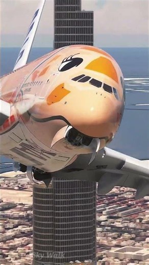 ANA A380 "Flying Honu" Approaching Dubai International Airport (Near Burj Khalifa)