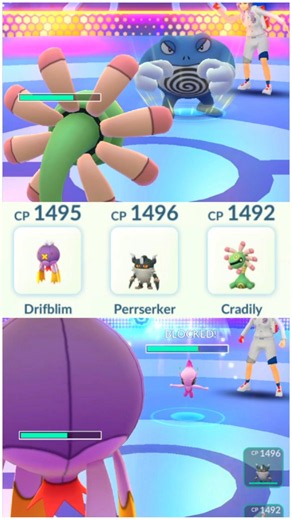 Drifblim 🪽 Perrserker 😱 Cradily 🍃 Great League 🌈 #pokemongo #pokemon #gbl