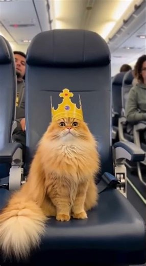 Cat Wearing a Crown Won’t Stop Meowing on Airplane 😂🐱✈️
