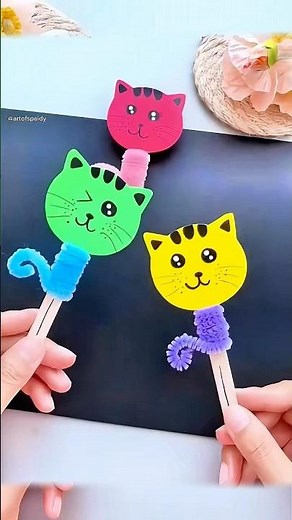 DIY Kitty Puppets 🐱 Bright & Fun Paper Craft for Kids