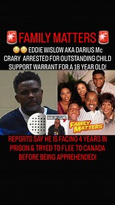 🚨FAMILY MATTERS🚨 😳😳 Child star Darius McCrary star of family matters arrested on outstanding child support warrant for a 18 year old child! REPORTS READ He is facing 4 years & TRYED to flee to Canada! #dariusmccrary #childsupport #familymatters #childstar #actor | Harlemlegendtv