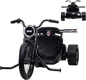 3 Wheelers Go Kart for Kids, 24V 14Ah Ride On Car with Two 300W Motors, 9MPH Fast Drifting Circling Car, Electric Ride Toy with Hand Accelerator,Max Load 155lbs for Kids 8+ Years