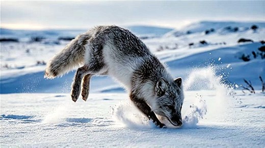 Arctic Fox Snow Dive Hunt