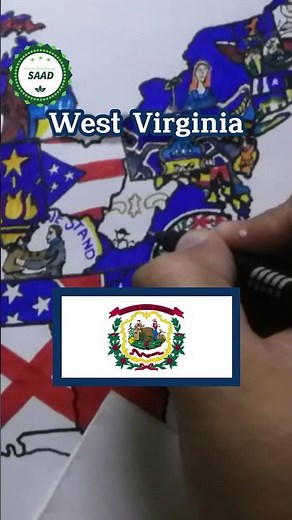 West Virginia flag map drawing