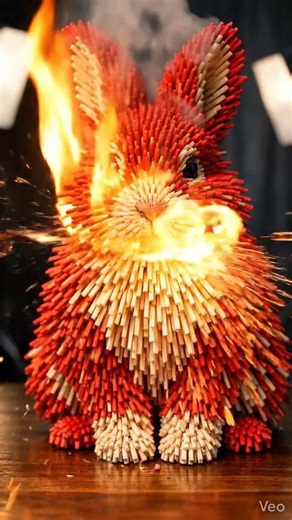 I Built a Realistic Rabbit Using Thousands of Matchsticks! 🐰🔥 | Amazing Matchstick Art #viral #art