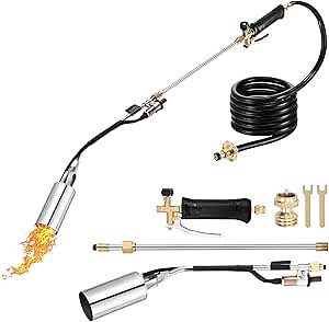 WorkBless Propane Torch Weed Burner, Weed Torch with 10FT Hose, High Output 1,800,000 BTU Flame Thrower Kit with Flame Control & Adapter, Propane Torch for Weeds Burning, Snow Melting,WB0101