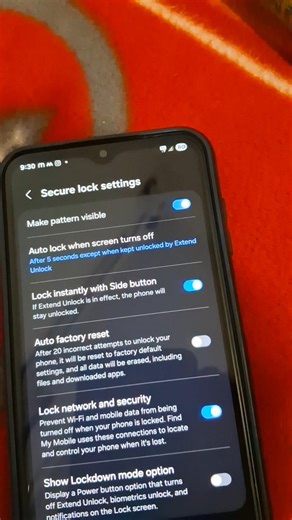 how to hide pattern lock in samsung mobile