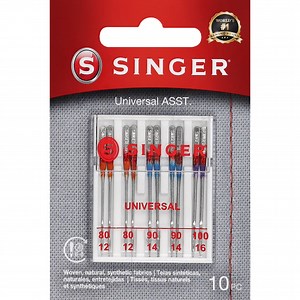 SINGER Universal Regular Point Sewing Machine Needles, Size 80/12, 90/14, 100/16 - 10 Count