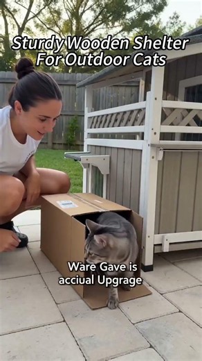Sturdy Wooden Shelter For Outdoor Cats#cat #pets #catvideo #petlover #petshub #catvideos