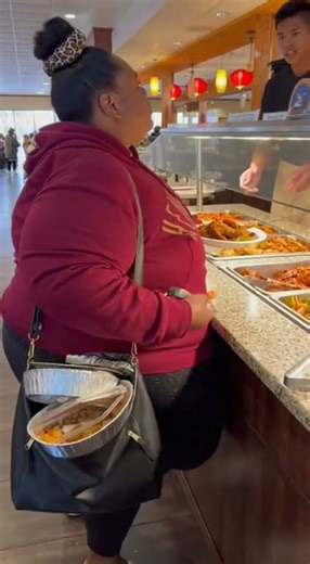 Woman STUFFS BUFFET in HER PANTS