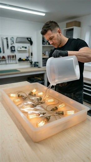 DIY Epoxy Vintage Bulb Table Build! #diy #shorts