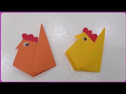 Como hacer una gallina de papel - manualidades - Origami HEN