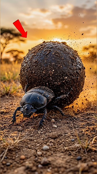 Why Does This Beetle Roll Poop All Day? 😳🪲 | Dung Beetle Documentary #dungbeetle #shorts