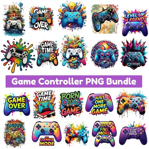 Game Controller Clipart PNG Bundle, Gamer Graphics (digital Download) - Etsy