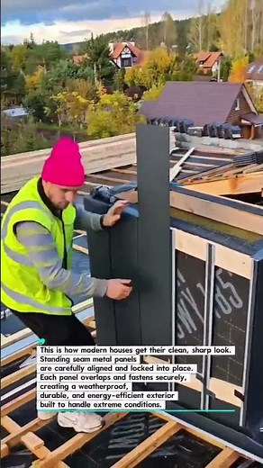 Installing Metal Panels on Modern Roof Walls #Construction #MetalRoof #Building