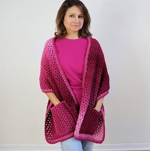 PATTERN for the EASIEST Crochet Pocket Shawl Perfect for Crochet Beginners! Simple Stitch Results in Beautiful, Lightweight Crochet Wrap. - Etsy