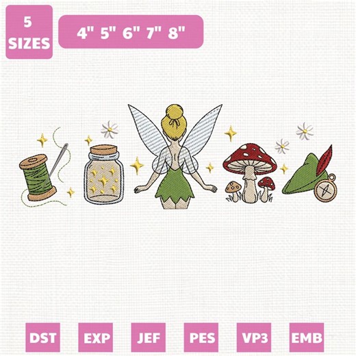 Disney Tinker Bell Fairy Machine Embroidery File, Magic Kingdom Design (instant Download) - Etsy