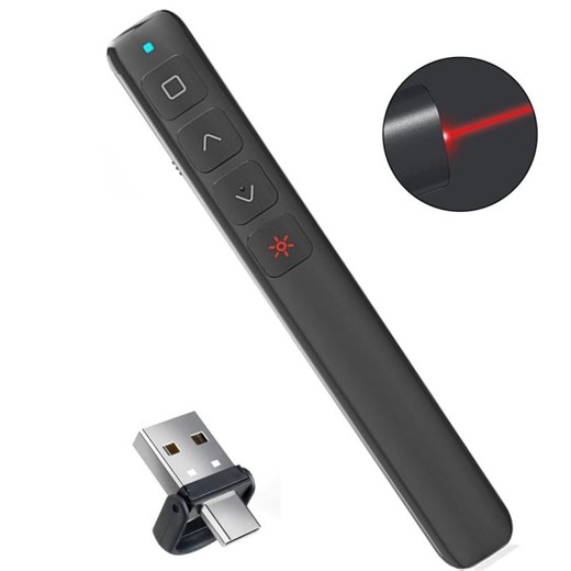 XIAOO 2.4GHz Wireless Presentation Clicker Red Light Rechargeable PPT Page Flip Pen Anti-resistant Multi-Function Presenter Remote Controller Office | Lazada PH