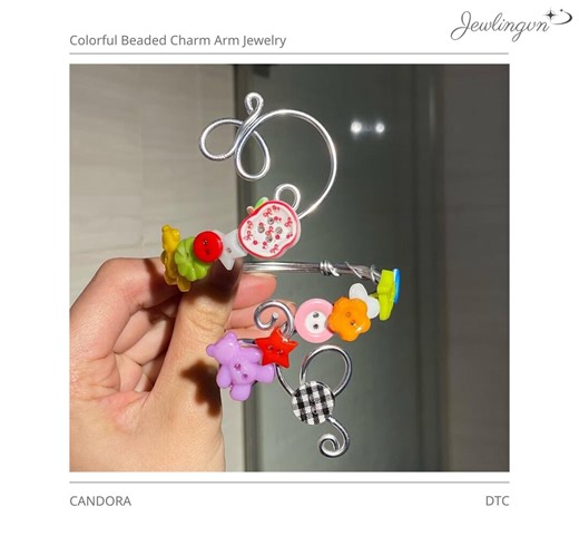 CANDORA Arm Cuff Bracelet | Colorful Beaded Charm Arm Jewelry | Handmade Fairy Upper Arm Cuff | Adjustable Festival Accessory | Jewlingvn - Etsy