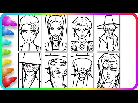 KPop Demon Hunters FanArt Coloring Pages - Dark Side / Satisfying Coloring Kpop Characters
