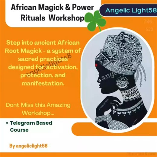Angelic Light58 on Instagram: "**African Magick & Power Rituals Workshop** Step into ancient African Root Magick - a system of sacred practices designed for activation, protection, and manifestation. **WHAT YOU WILL LEARN** 🍀 30 African Deities & Sacred Powers 🍀 Authentic African-style offerings 🍀 Pure African Root Rituals Money, Love, Protection & Power spells 🍀 Fire, Water, Earth & Air Magick 🍀 And many more 🗓 Date: 19 December 📍 Venue: Telegram ⚡ Limited Seats | Focused Transmission 📩
