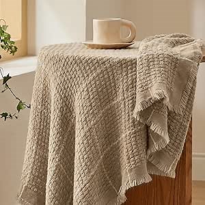 Bedsure Coffee Throw Blankets for Couch - Decorative Woven Throw Gifts with Tassels, Soft and Lightweight Farmhouse Blankets for Couch and Sofa, 50x60 Inches