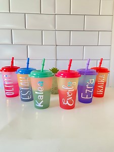 Personalized Color Changing Cups: Kids Birthday Party Favors - Etsy