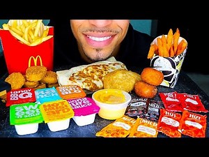 ASMR MCDONALD'S TACO BELL MUKBANG | CHEESY NACHO FRIES | CHICKEN NUGGETS CHALLENGE | EATING SOUNDS