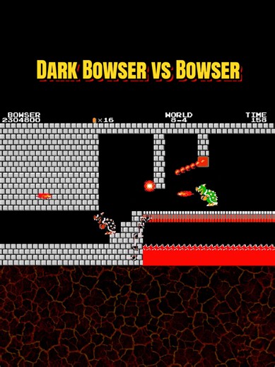 Dark Bowser vs Bowser: showdown where Dark Bowser saves the Princess