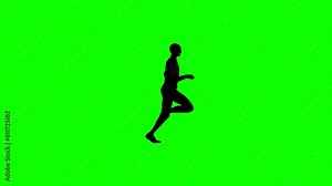 Animation with a man running on the green background (seamless loop)