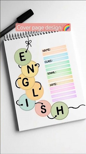 Colorful English Cover Page🎈 | Easy & Fun DIY Notebook Design#Shorts #schoolproject #frontpage #art