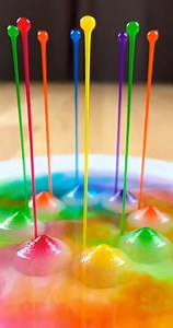 Watch these colorful fountains rise from simple sugar ❤️ Ingredients: Sugar Baking soda Food coloring Hot water How to do it: Make small mounds of sugar and baking soda on a plate. Add a drop of different food coloring to each mound. Pour hot water into the center of the plate and watch the magic happen. #magic #rainbow #experiment #colors | Easy Recipes