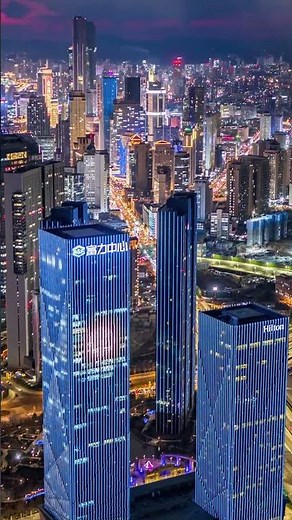 Stunning night View of Dalian City, China