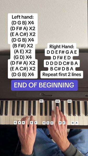 Djo - End Of Beginning (Easy Piano Tutorial With Letter notes)