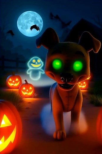 Halloween 👻 Ghost Dog Jump-Scare! Cute Glowing Puppy Surprise ✨🐶