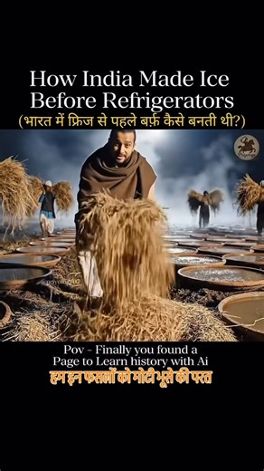 Stori Teller on Instagram: "How India Made Ice Before Refrigerators | ice making Centuries before refrigerators existed, India had a brilliant natural ice-making technique - using shallow clay pans, straw insulation, and the power of clear winter skies. This cinematic series shows exactly how ice was made in open air, how it was stored in underground pits, how Mughal kitchens used it, and why the British were shocked to see it. A forgotten Indian science... brought back to life. For more such hi