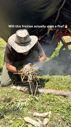 Primitive Technology Starting a fire with two sticks #primitive #survival #bushcraft #survivalskills