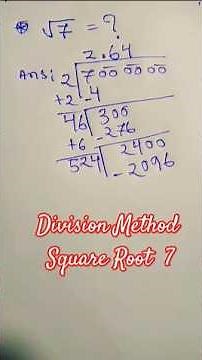 how to find square root 7 #division #squareroot #maths