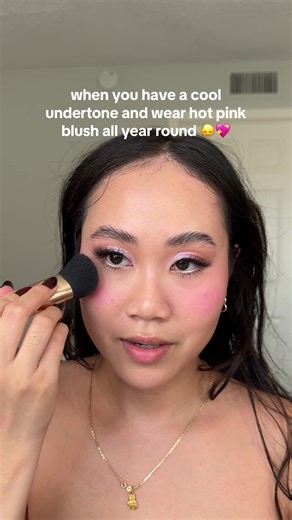 hot pink is really one of the BEST blush shades for cool tones especiallyyyy for winter makeup 🙂‍↔️💖 using @about-face beauty blush rush (hot lap;pr) #pinkblush #hotpink #hotpinkblush #cooltonedmakeup #cooltone #aboutfacebeauty