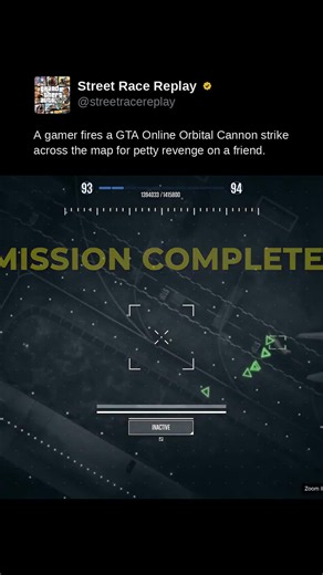 A gamer fires a GTA Online Orbital Cannon strike across the map for petty revenge on a friend.