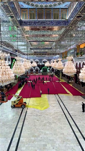 The countdown to the month of sorrow begins.. The Holy Husseini Shrine is adorned with red carpets