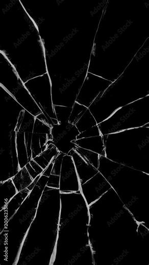 Realistic Glass shattering effect with alpha channel. for video editing, motion graphics, and VFX broken glass explosion transitioning from small cracks to full destruction Glass Shatte