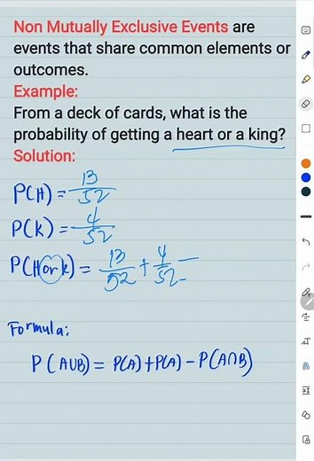 Probability of Non Mutually Exclusive Events #shortsyoutube #shorts #shortvideo #maths #probability