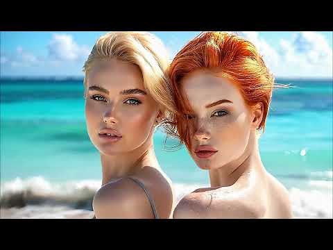 Blonde and Redhead Models on a Tropical Beach – Summer Beauty Duo #TropicalBeauty #BeachModels