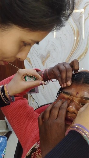 12 February 2026 Eye brow#therading in parlour#makeup tutorial#makeup